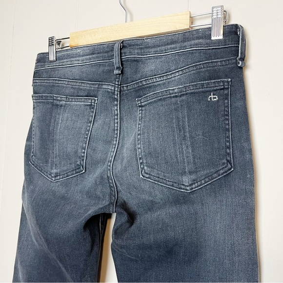 rag & bone Cate Mid Rise Flare Jeans 26 2 dark grey racing stripe split hem - Picture 6 of 15